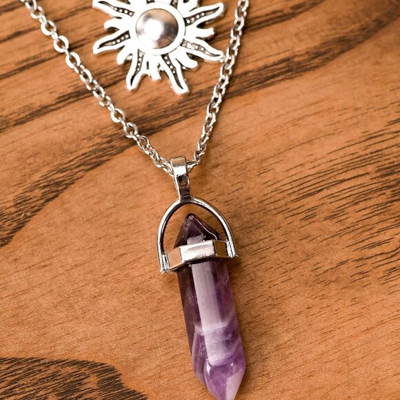 Gothic Layered Sun Moon Crystal Necklace Women Halloween Christmas Jewelry - Picture 5 of 7